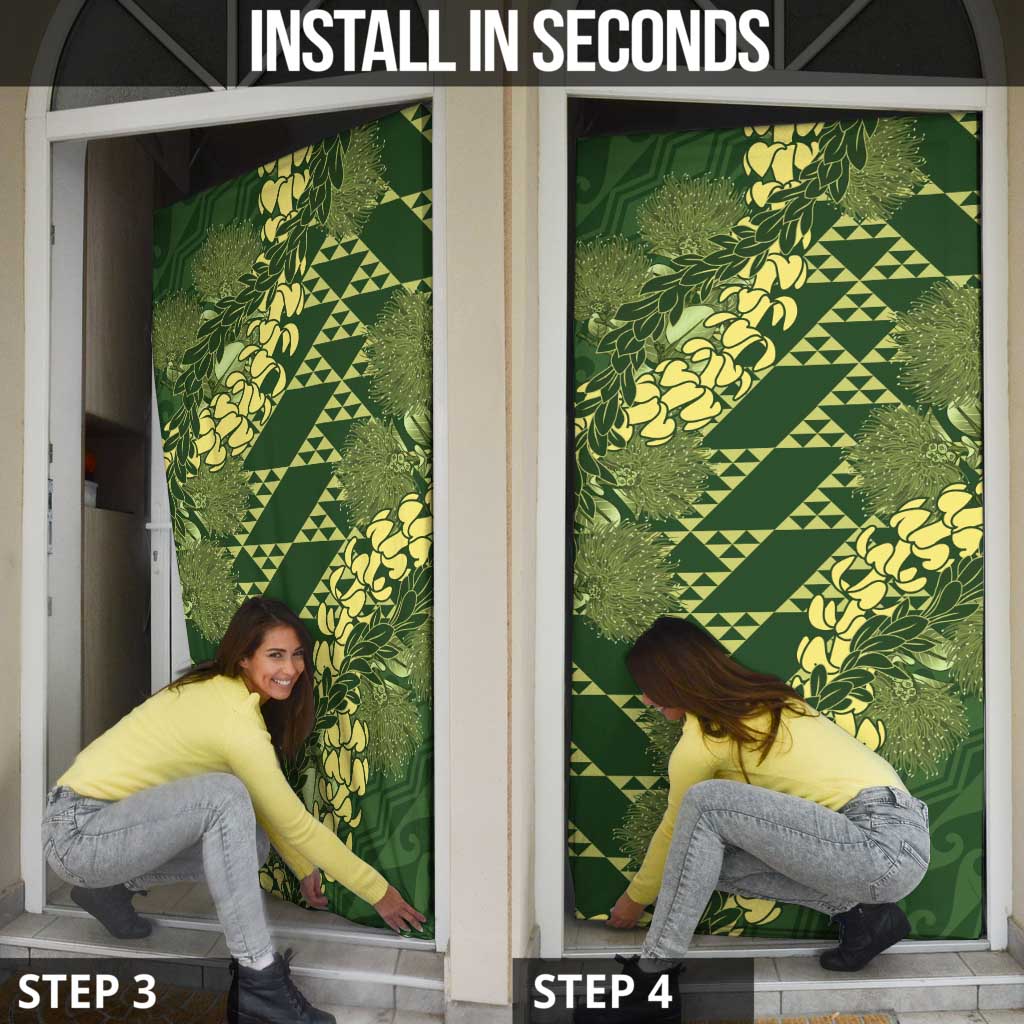 Green Aloha Hawaii Door Cover Hawaiian Kakau Ohia Lehua Lei LT14 - Polynesian Pride