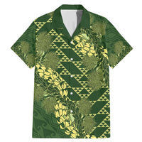 Green Aloha Hawaii Family Matching Mermaid Dress and Hawaiian Shirt Hawaiian Kakau Ohia Lehua Lei LT14 Dad's Shirt - Short Sleeve Green - Polynesian Pride