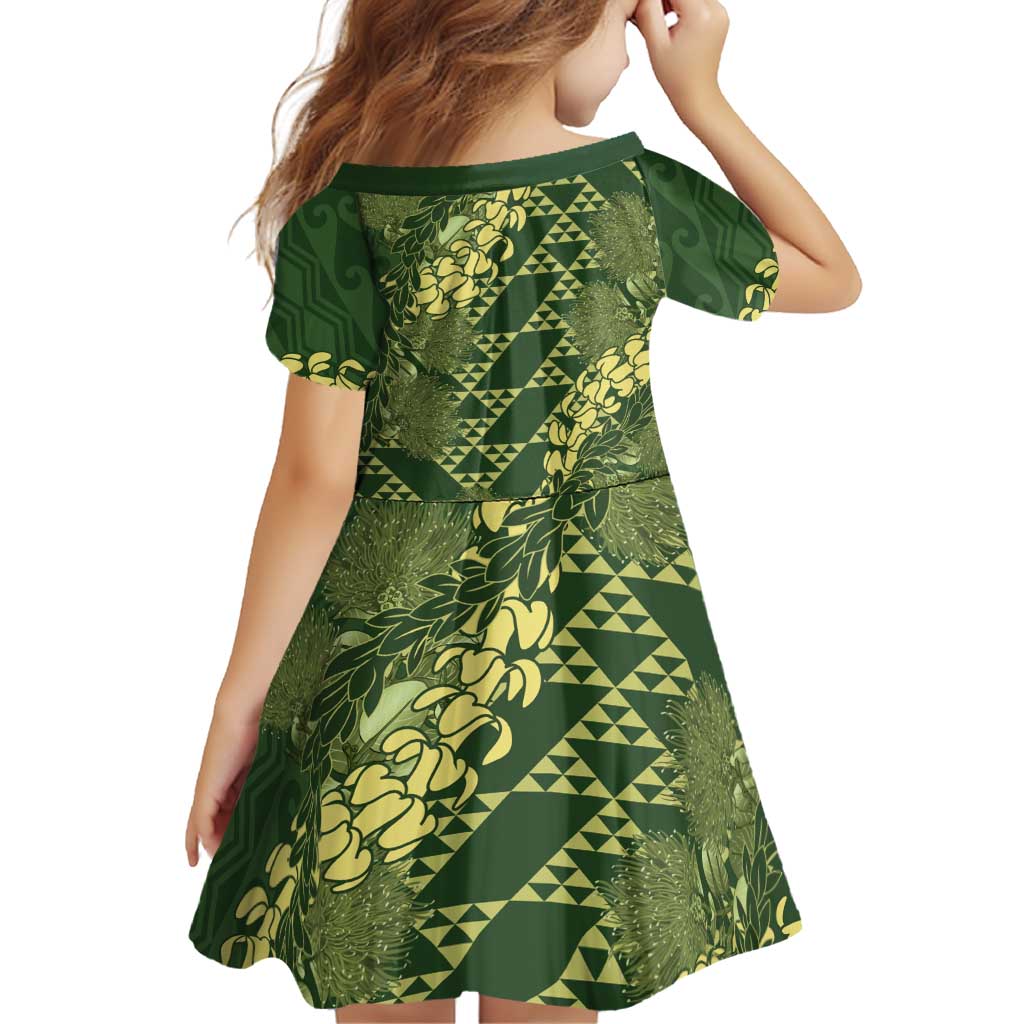 Green Aloha Hawaii Family Matching Puletasi and Hawaiian Shirt Hawaiian Kakau Ohia Lehua Lei LT14 - Polynesian Pride