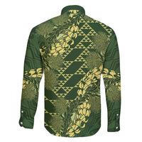 Green Aloha Hawaii Family Matching Puletasi and Hawaiian Shirt Hawaiian Kakau Ohia Lehua Lei LT14 - Polynesian Pride