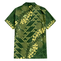 Green Aloha Hawaii Family Matching Short Sleeve Bodycon Dress and Hawaiian Shirt Hawaiian Kakau Ohia Lehua Lei LT14 - Polynesian Pride
