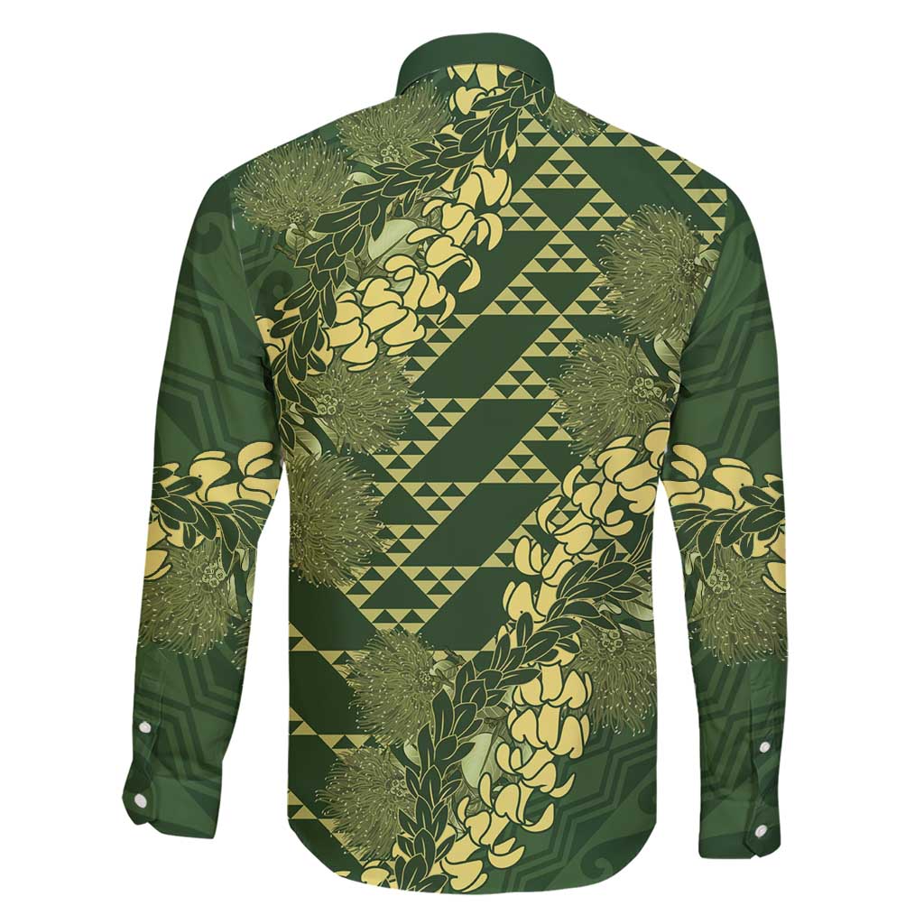 Green Aloha Hawaii Family Matching Short Sleeve Bodycon Dress and Hawaiian Shirt Hawaiian Kakau Ohia Lehua Lei LT14 - Polynesian Pride