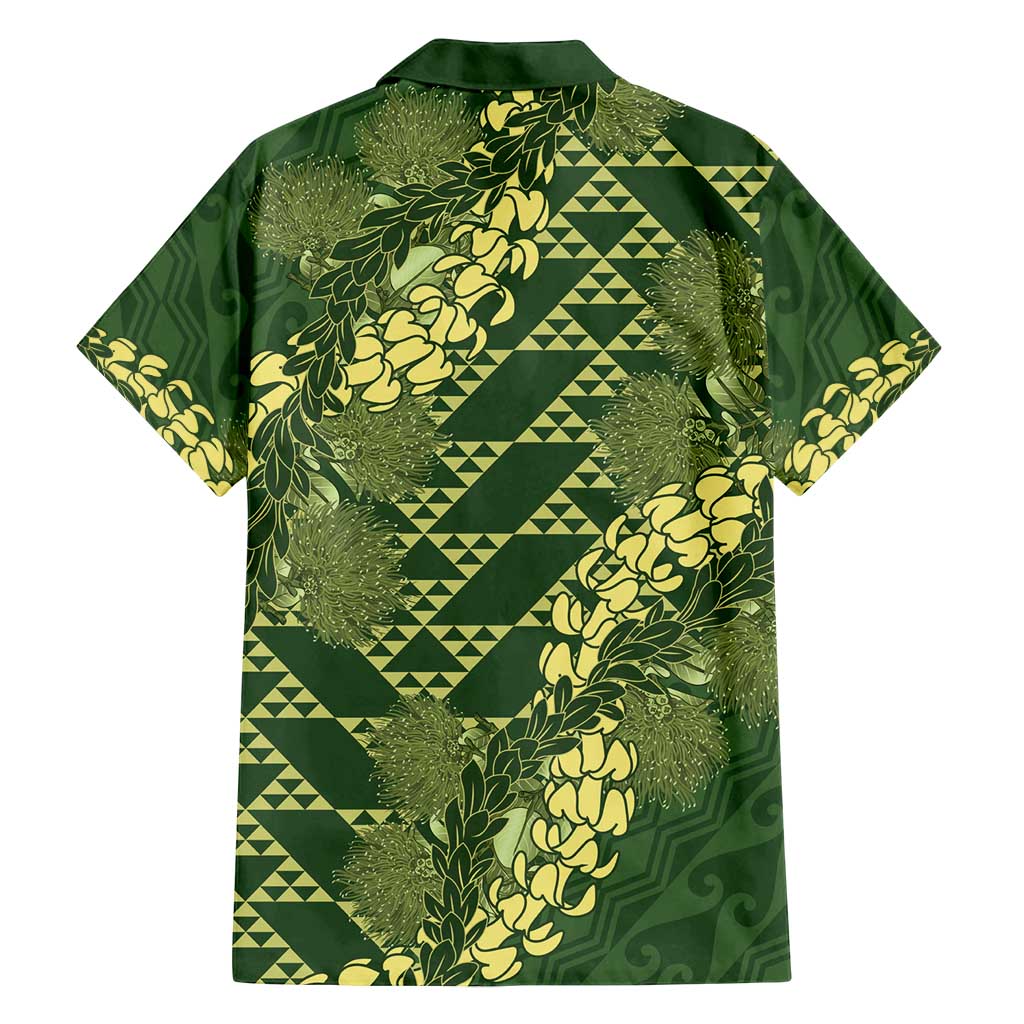 Green Aloha Hawaii Family Matching Summer Maxi Dress and Hawaiian Shirt Hawaiian Kakau Ohia Lehua Lei LT14 - Polynesian Pride