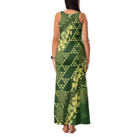 Green Aloha Hawaii Family Matching Tank Maxi Dress and Hawaiian Shirt Hawaiian Kakau Ohia Lehua Lei LT14 - Polynesian Pride