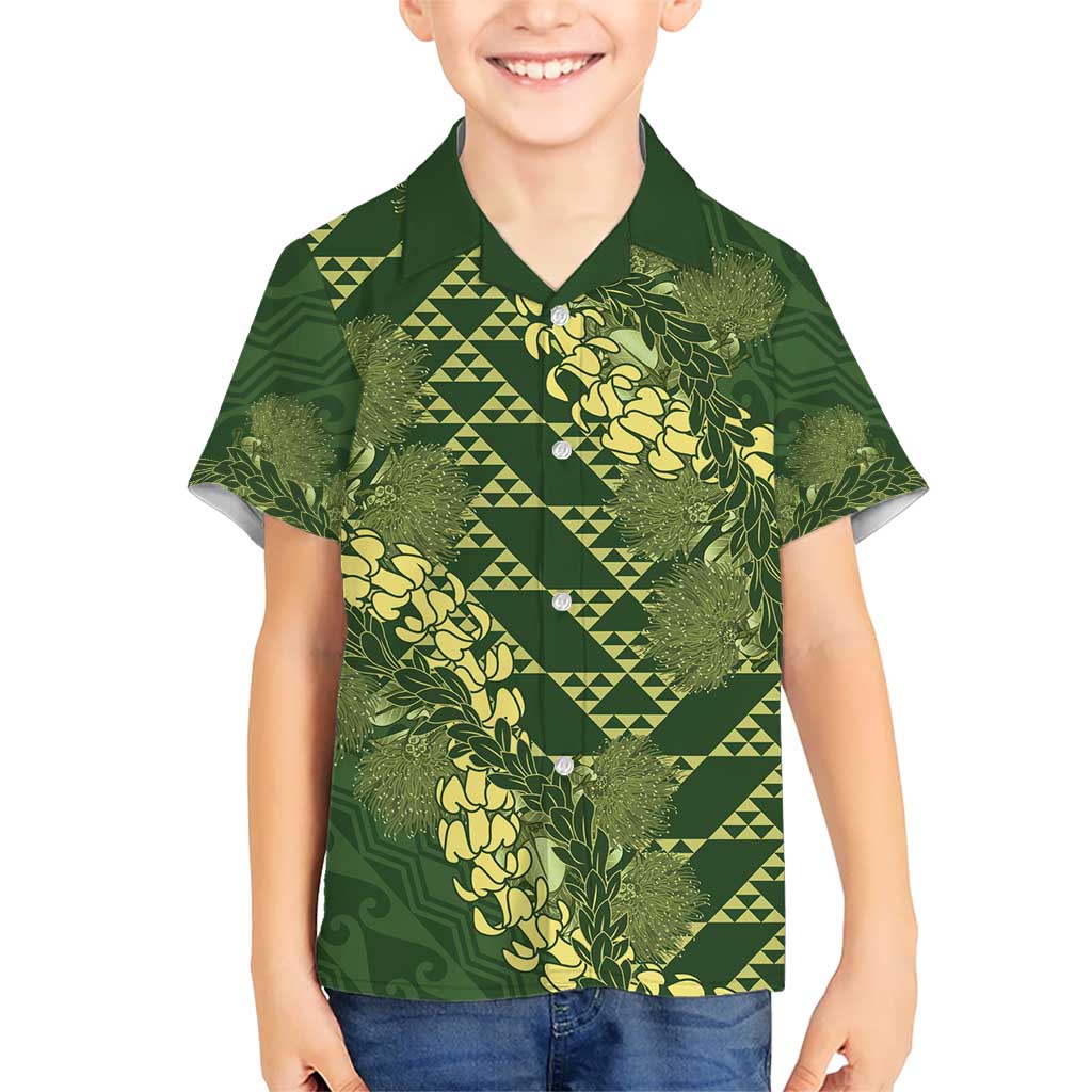 Green Aloha Hawaii Hawaiian Shirt Hawaiian Kakau Ohia Lehua Lei LT14 - Polynesian Pride