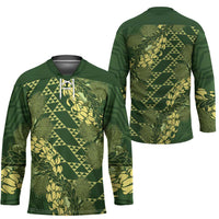 Green Aloha Hawaii Hockey Jersey Hawaiian Kakau Ohia Lehua Lei LT14 - Polynesian Pride
