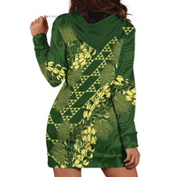 Green Aloha Hawaii Hoodie Dress Hawaiian Kakau Ohia Lehua Lei LT14 - Polynesian Pride