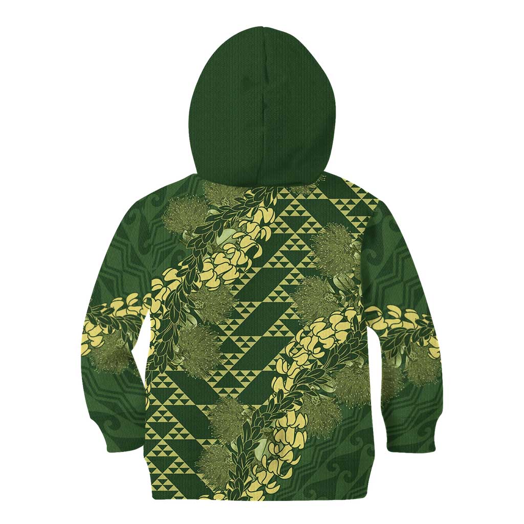 Green Aloha Hawaii Kid Hoodie Hawaiian Kakau Ohia Lehua Lei LT14 - Polynesian Pride