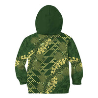 Green Aloha Hawaii Kid Hoodie Hawaiian Kakau Ohia Lehua Lei LT14 - Polynesian Pride