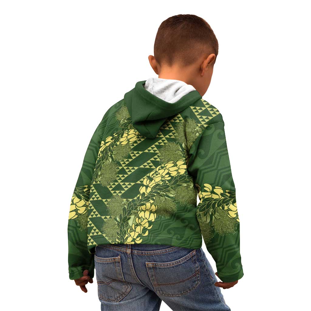 Green Aloha Hawaii Kid Hoodie Hawaiian Kakau Ohia Lehua Lei LT14 - Polynesian Pride