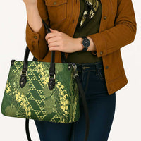 Green Aloha Hawaii Leather Bag Hawaiian Kakau Ohia Lehua Lei - Polynesian Pride