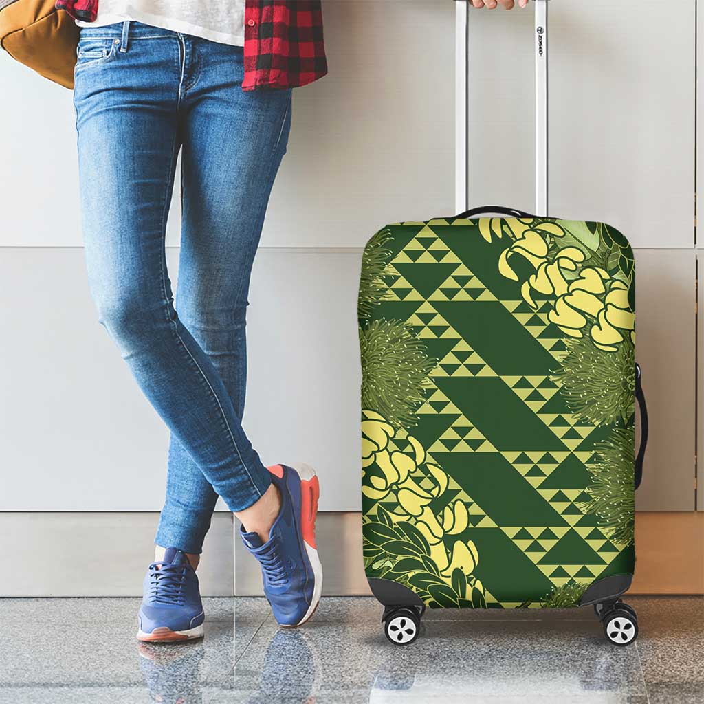 Green Aloha Hawaii Luggage Cover Hawaiian Kakau Ohia Lehua Lei LT14 - Polynesian Pride
