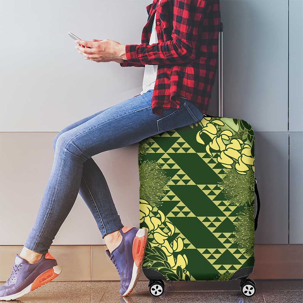 Green Aloha Hawaii Luggage Cover Hawaiian Kakau Ohia Lehua Lei LT14 - Polynesian Pride