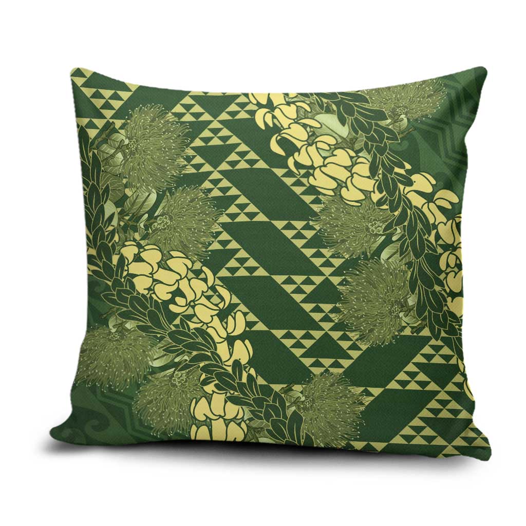 Green Aloha Hawaii Pillow Cover Hawaiian Kakau Ohia Lehua Lei LT14 Green - Polynesian Pride