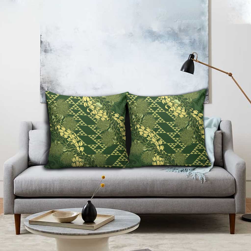 Green Aloha Hawaii Pillow Cover Hawaiian Kakau Ohia Lehua Lei LT14 - Polynesian Pride