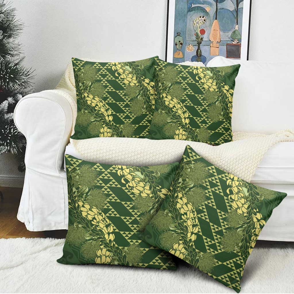 Green Aloha Hawaii Pillow Cover Hawaiian Kakau Ohia Lehua Lei LT14 - Polynesian Pride