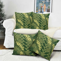 Green Aloha Hawaii Pillow Cover Hawaiian Kakau Ohia Lehua Lei LT14 - Polynesian Pride