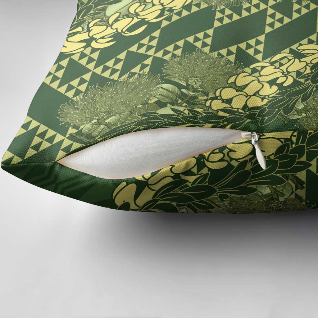 Green Aloha Hawaii Pillow Cover Hawaiian Kakau Ohia Lehua Lei LT14 - Polynesian Pride