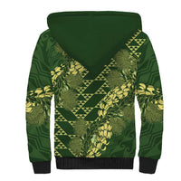 Green Aloha Hawaii Sherpa Hoodie Hawaiian Kakau Ohia Lehua Lei LT14 - Polynesian Pride