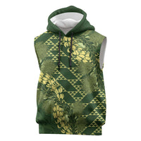 Green Aloha Hawaii Sleeveless Hoodie Hawaiian Kakau Ohia Lehua Lei LT14 Green - Polynesian Pride