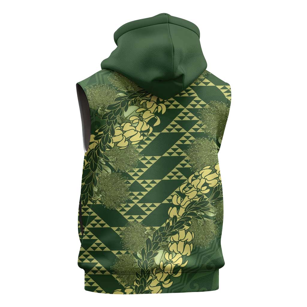 Green Aloha Hawaii Sleeveless Hoodie Hawaiian Kakau Ohia Lehua Lei LT14 - Polynesian Pride