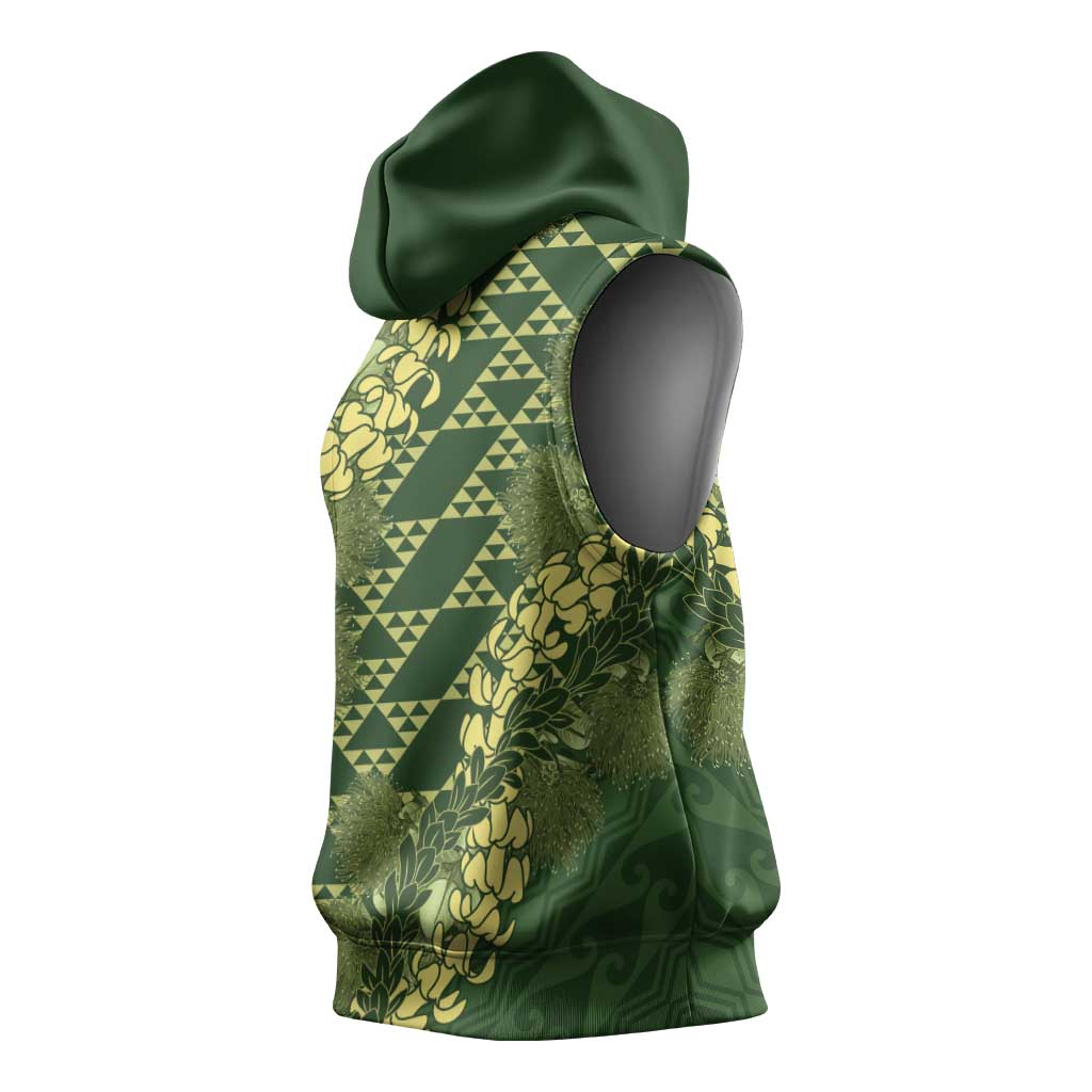 Green Aloha Hawaii Sleeveless Hoodie Hawaiian Kakau Ohia Lehua Lei LT14 - Polynesian Pride