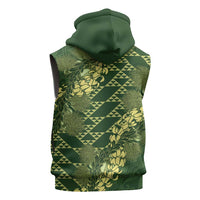 Green Aloha Hawaii Sleeveless Zip Hoodie Hawaiian Kakau Ohia Lehua Lei LT14 - Polynesian Pride