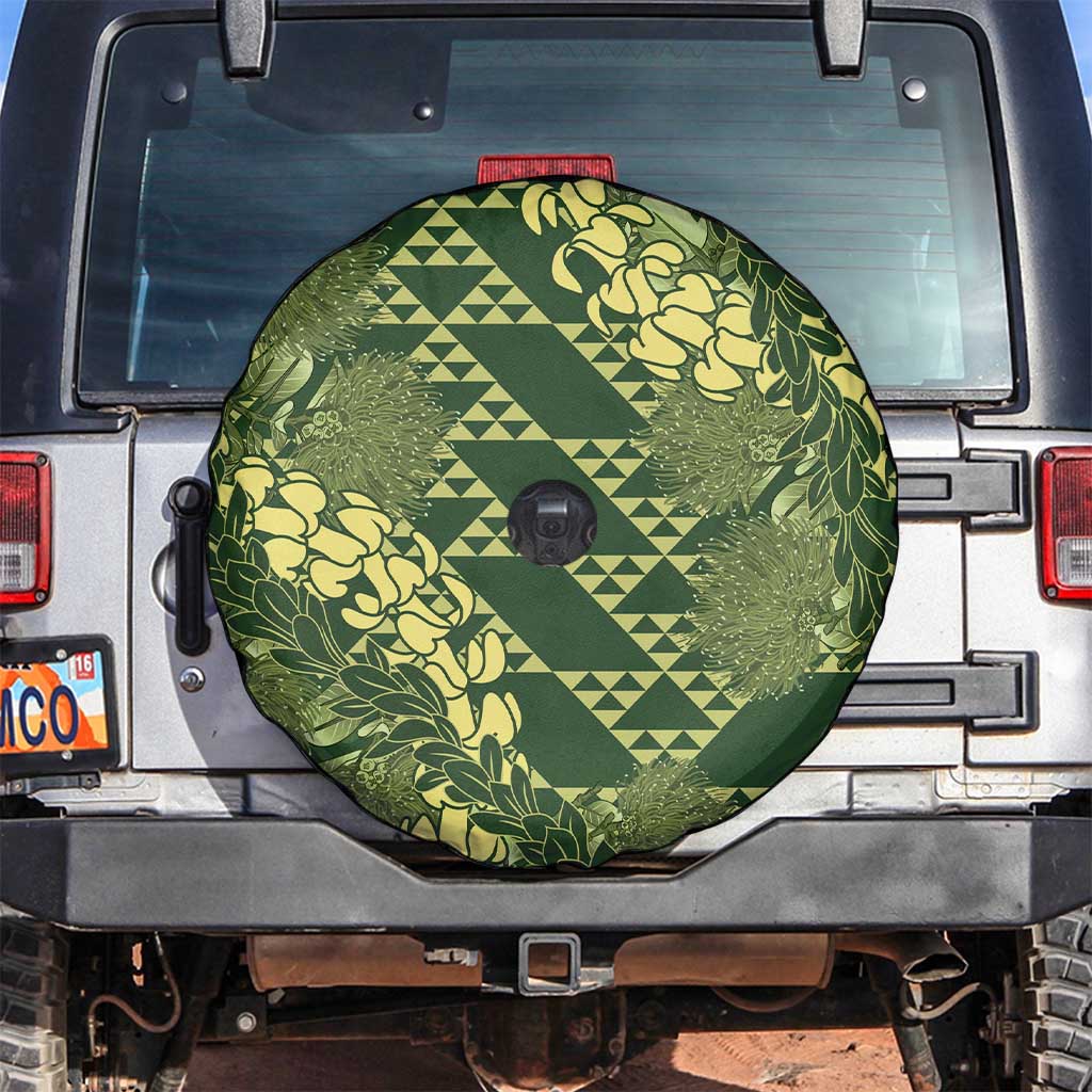 Green Aloha Hawaii Spare Tire Cover Hawaiian Kakau Ohia Lehua Lei LT14 Green - Polynesian Pride