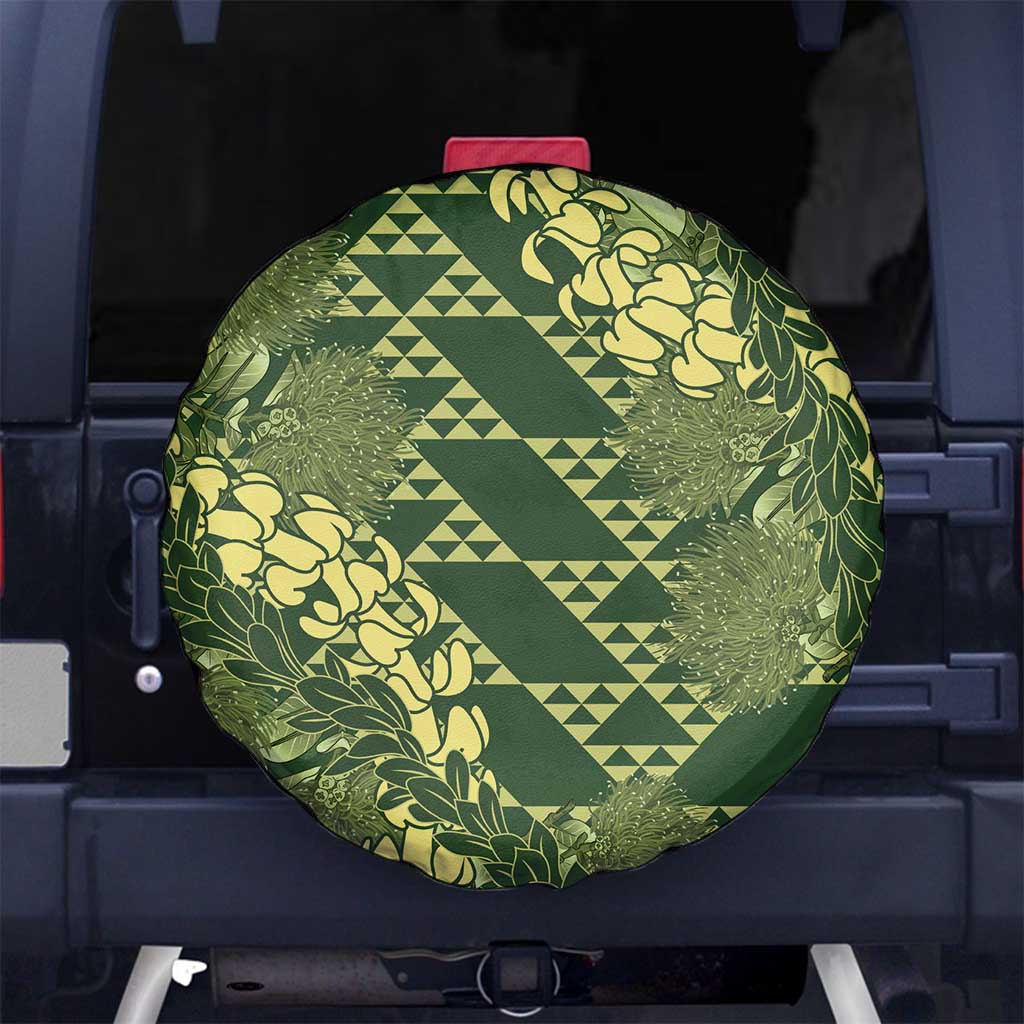Green Aloha Hawaii Spare Tire Cover Hawaiian Kakau Ohia Lehua Lei LT14 No hole Green - Polynesian Pride