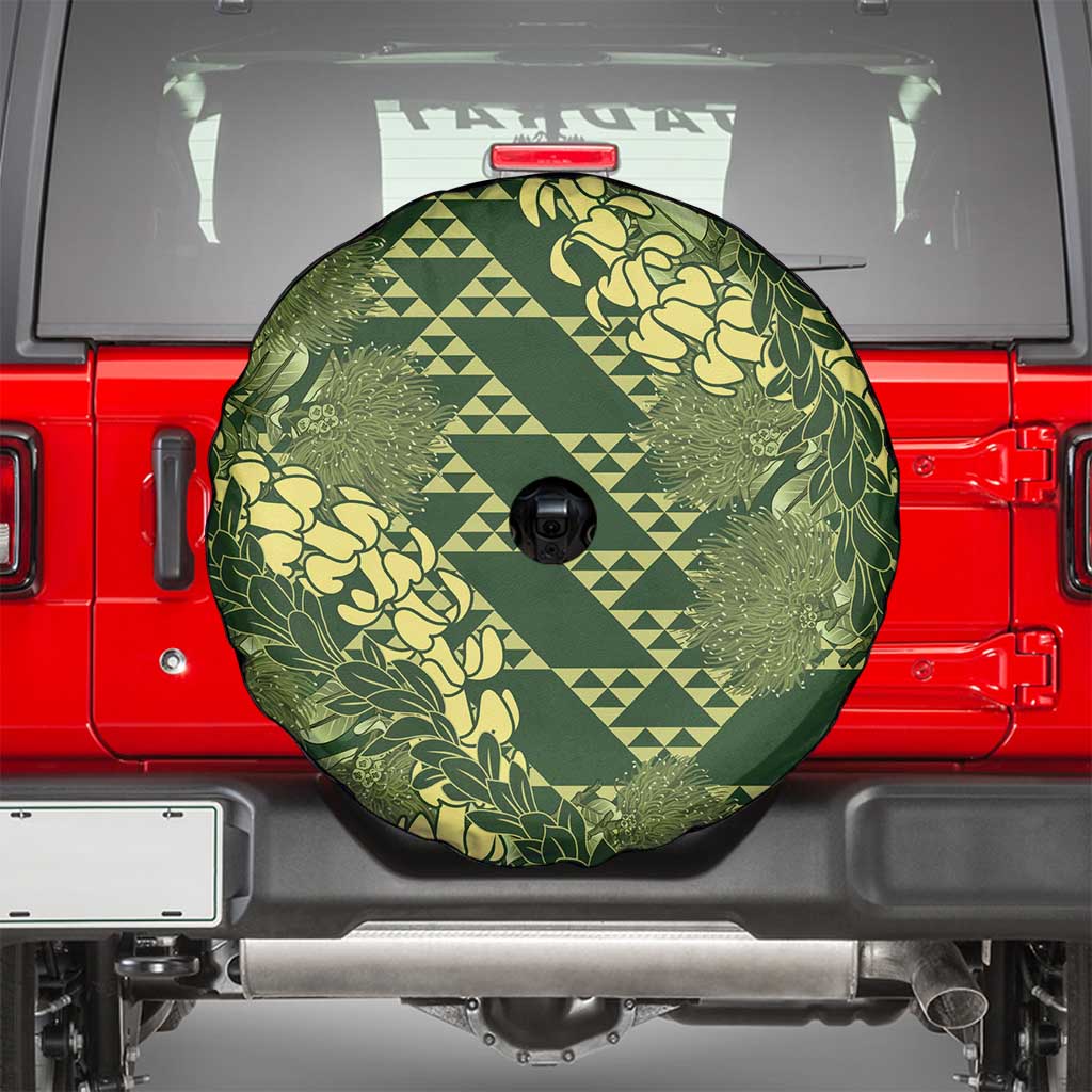 Green Aloha Hawaii Spare Tire Cover Hawaiian Kakau Ohia Lehua Lei LT14 - Polynesian Pride