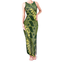 Green Aloha Hawaii Tank Maxi Dress Hawaiian Kakau Ohia Lehua Lei LT14 Women Green - Polynesian Pride