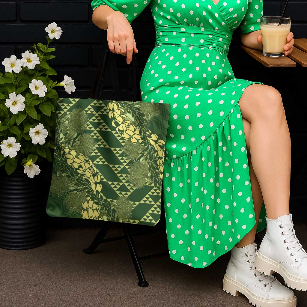 Green Aloha Hawaii Tote Bag Hawaiian Kakau Ohia Lehua Lei - Polynesian Pride