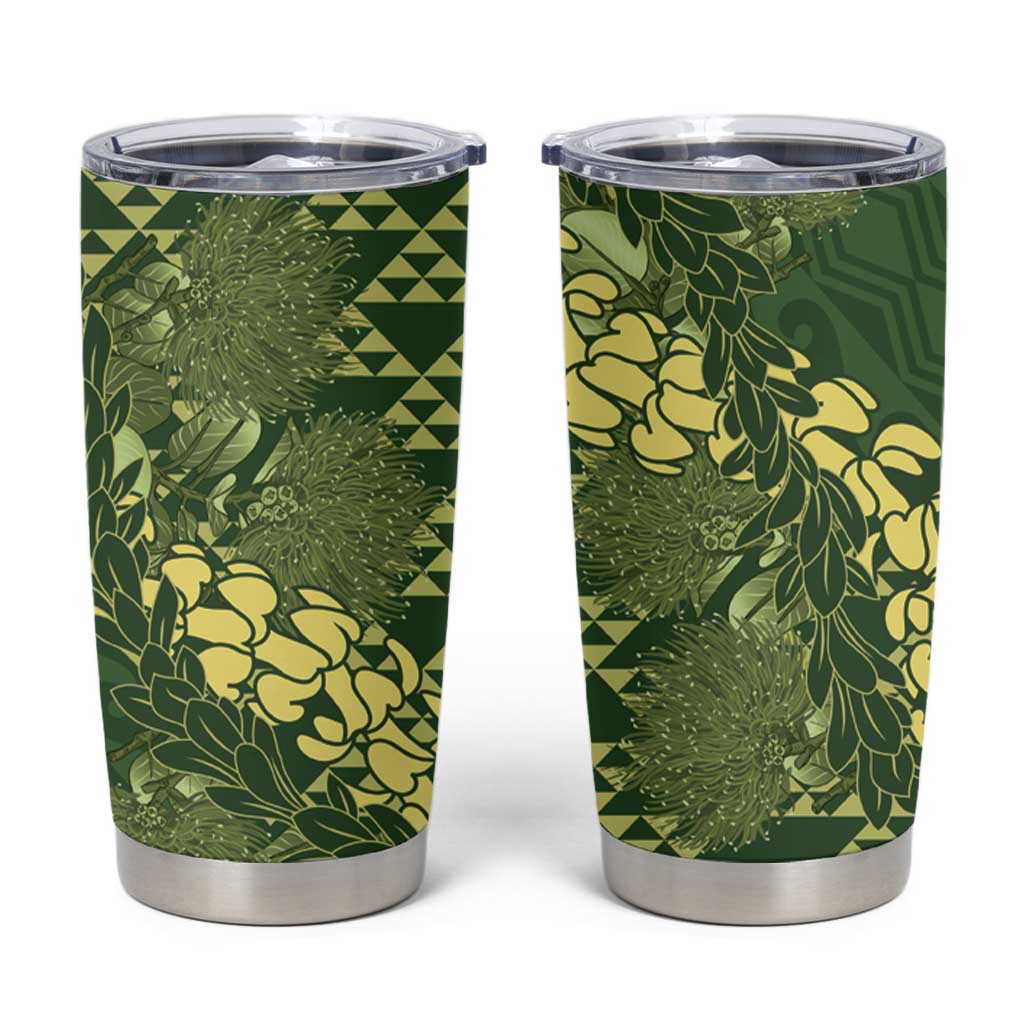 Green Aloha Hawaii Tumbler Cup Hawaiian Kakau Ohia Lehua Lei LT14 Green - Polynesian Pride