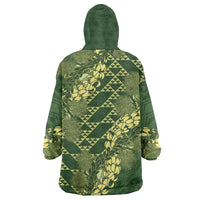 Green Aloha Hawaii Wearable Blanket Hoodie Hawaiian Kakau Ohia Lehua Lei LT14 - Polynesian Pride