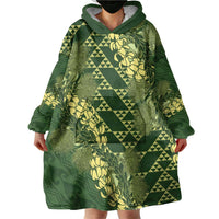 Green Aloha Hawaii Wearable Blanket Hoodie Hawaiian Kakau Ohia Lehua Lei LT14 - Polynesian Pride