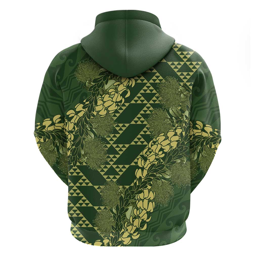 Green Aloha Hawaii Zip Hoodie Hawaiian Kakau Ohia Lehua Lei LT14 - Polynesian Pride