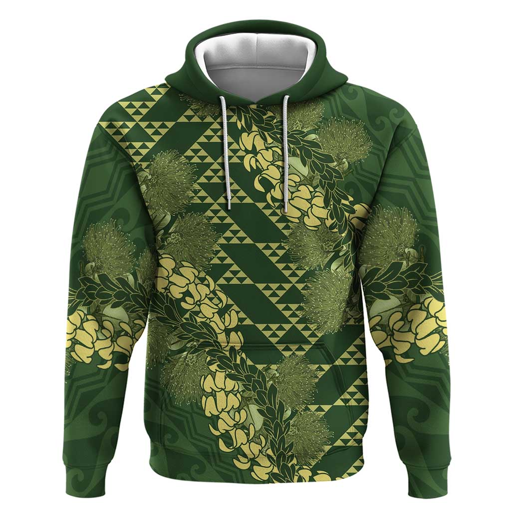Green Aloha Hawaii Zip Hoodie Hawaiian Kakau Ohia Lehua Lei LT14 Pullover Hoodie Green - Polynesian Pride