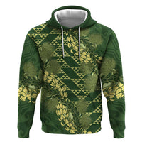 Green Aloha Hawaii Zip Hoodie Hawaiian Kakau Ohia Lehua Lei LT14 Pullover Hoodie Green - Polynesian Pride