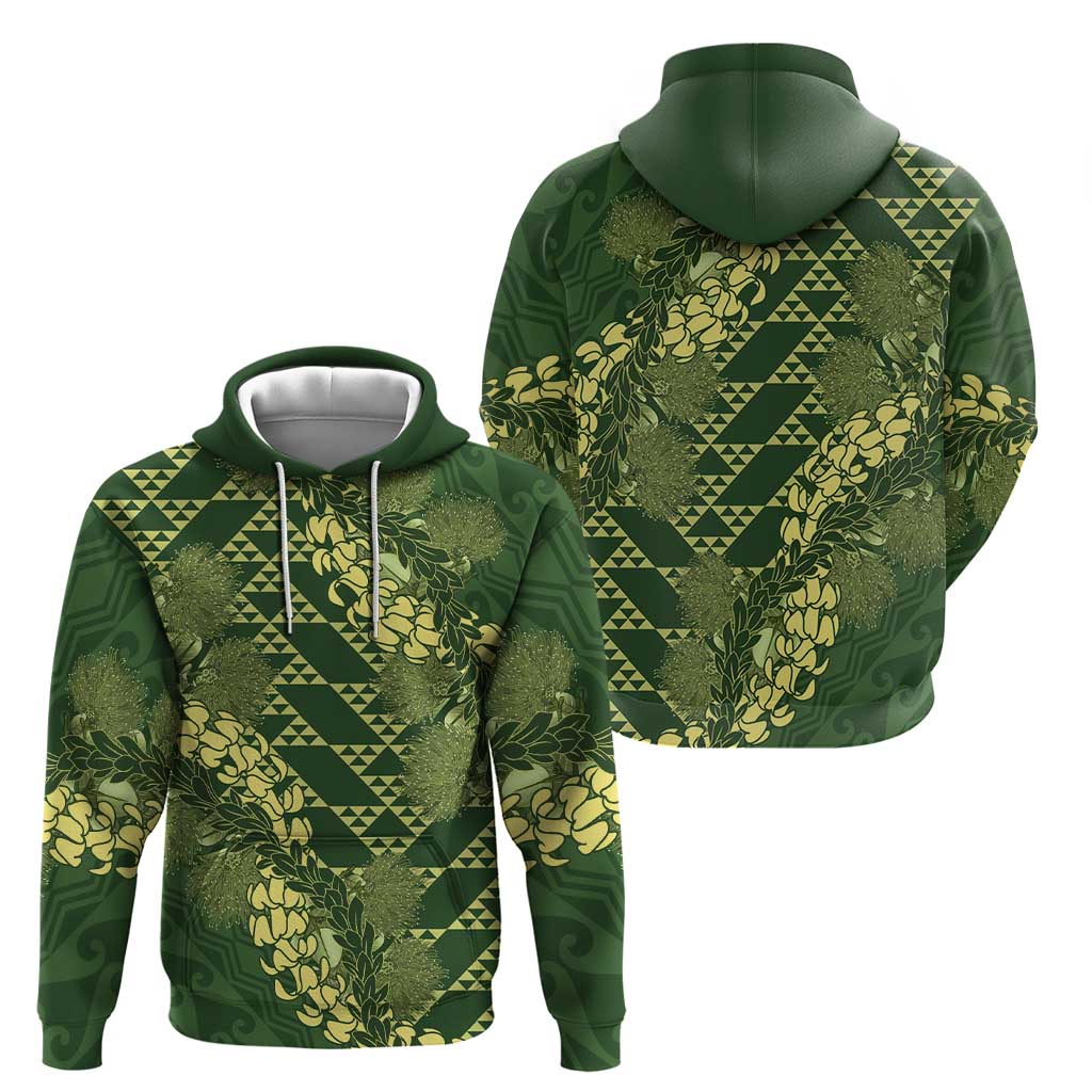 Green Aloha Hawaii Zip Hoodie Hawaiian Kakau Ohia Lehua Lei LT14 - Polynesian Pride