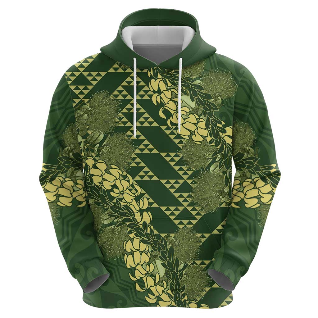 Green Aloha Hawaii Zip Hoodie Hawaiian Kakau Ohia Lehua Lei LT14 - Polynesian Pride
