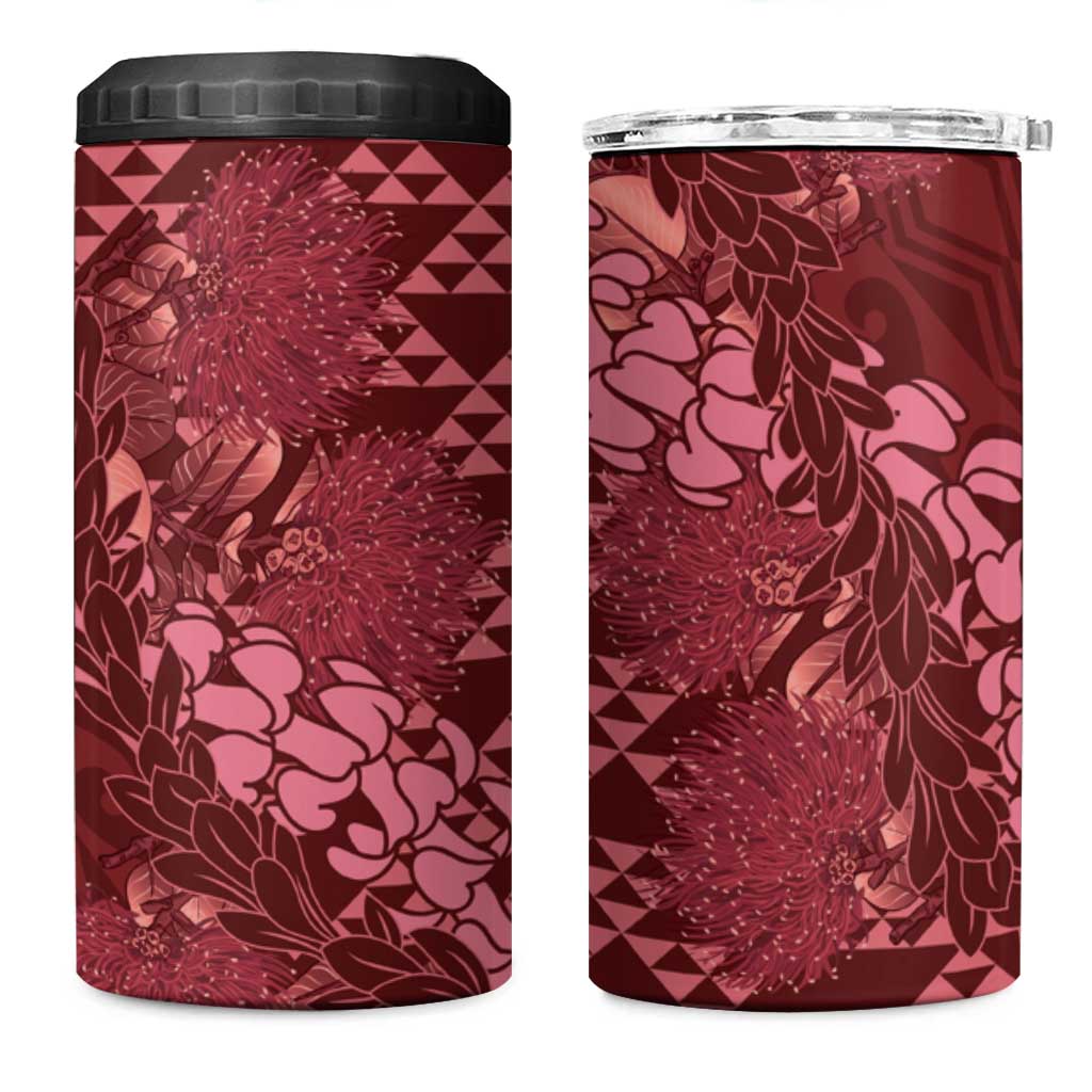 Maroon Aloha Hawaii 4 in 1 Can Cooler Tumbler Hawaiian Kakau Ohia Lehua Lei LT14 One Size: 16 oz Maroon - Polynesian Pride