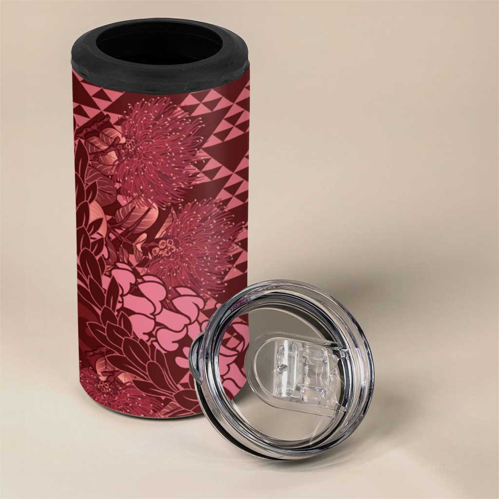 Maroon Aloha Hawaii 4 in 1 Can Cooler Tumbler Hawaiian Kakau Ohia Lehua Lei LT14 - Polynesian Pride