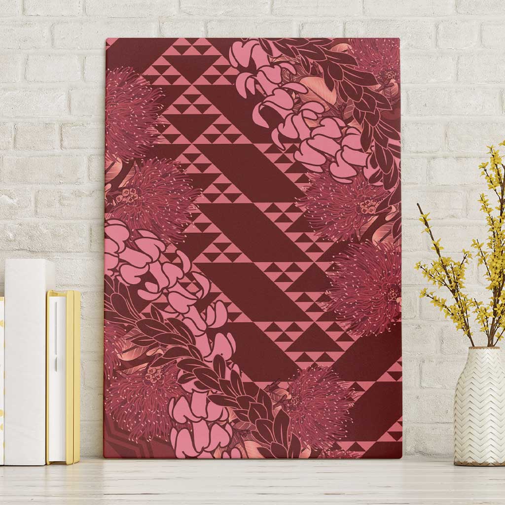 Maroon Aloha Hawaii Canvas Wall Art Hawaiian Kakau Ohia Lehua Lei - Polynesian Pride