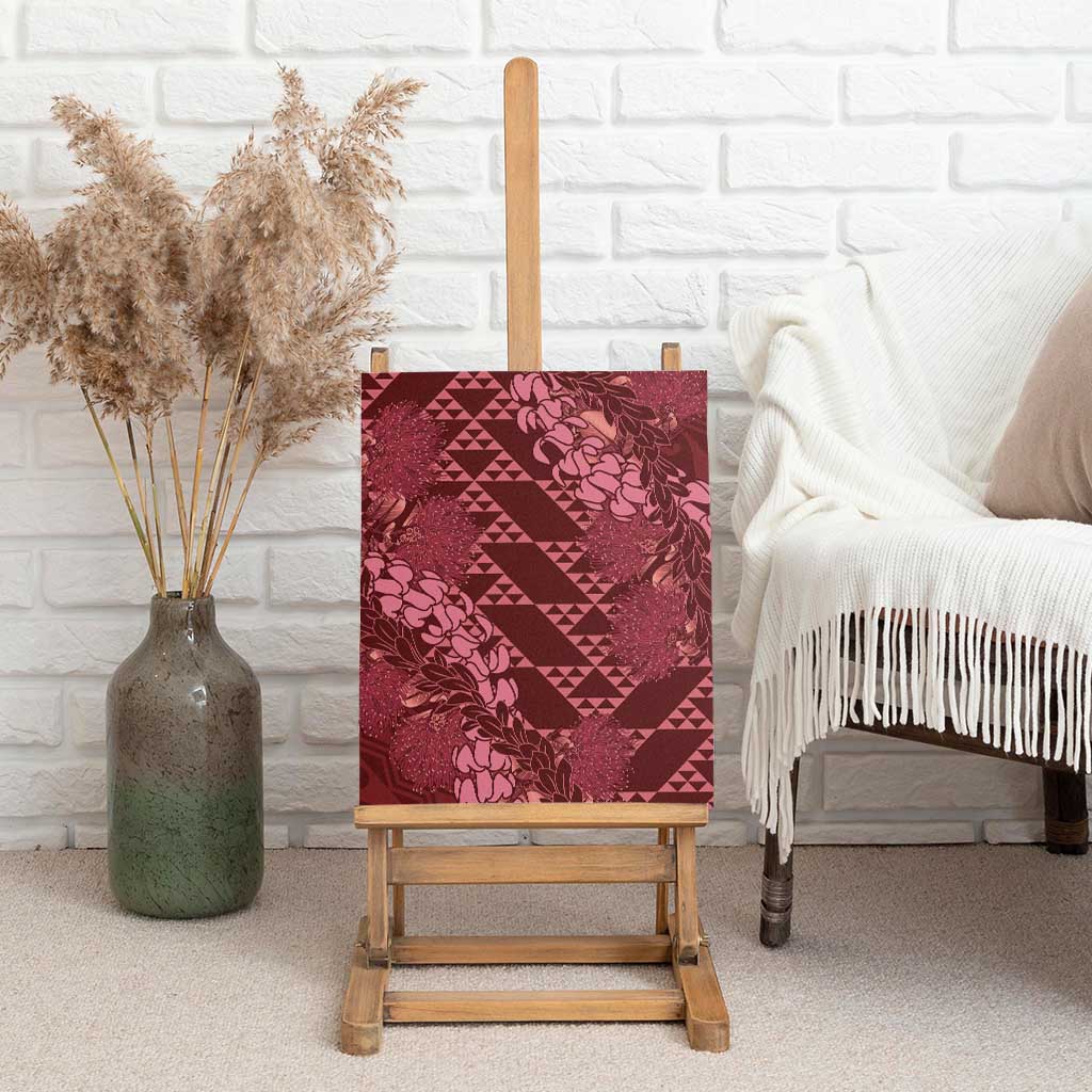 Maroon Aloha Hawaii Canvas Wall Art Hawaiian Kakau Ohia Lehua Lei - Polynesian Pride