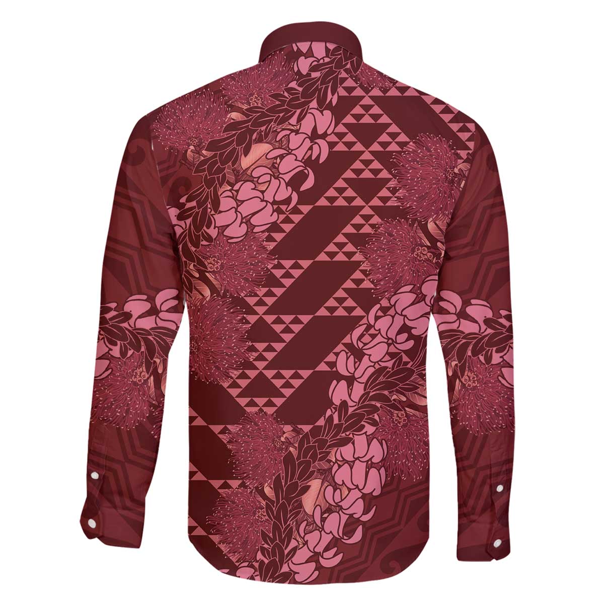 Maroon Aloha Hawaii Family Matching Off The Shoulder Long Sleeve Dress and Hawaiian Shirt Hawaiian Kakau Ohia Lehua Lei LT14 - Polynesian Pride