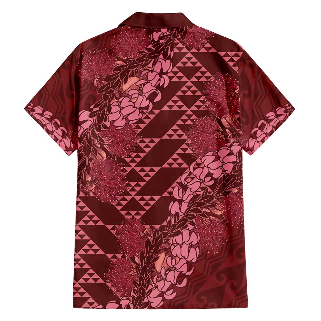 Maroon Aloha Hawaii Family Matching Off Shoulder Maxi Dress and Hawaiian Shirt Hawaiian Kakau Ohia Lehua Lei LT14 - Polynesian Pride