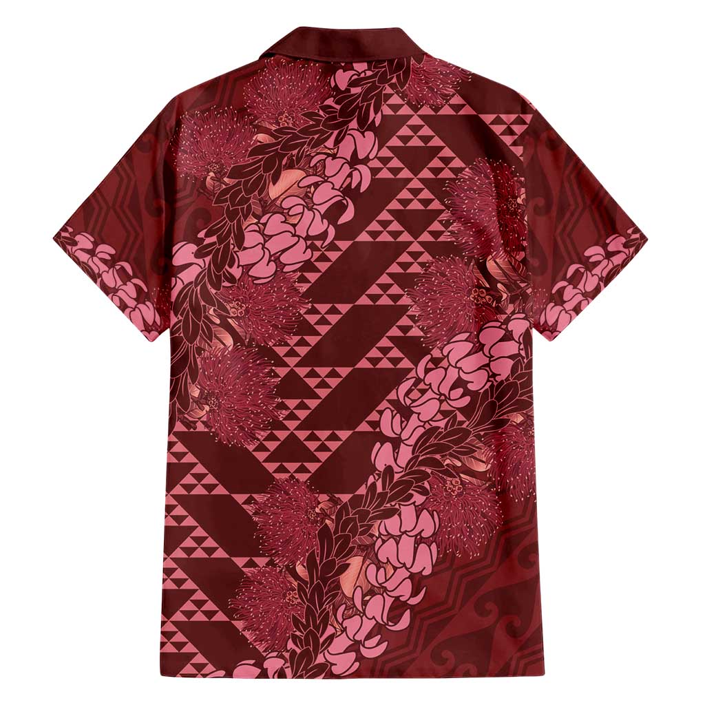 Maroon Aloha Hawaii Family Matching Short Sleeve Bodycon Dress and Hawaiian Shirt Hawaiian Kakau Ohia Lehua Lei LT14 - Polynesian Pride