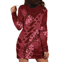 Maroon Aloha Hawaii Hoodie Dress Hawaiian Kakau Ohia Lehua Lei LT14 - Polynesian Pride