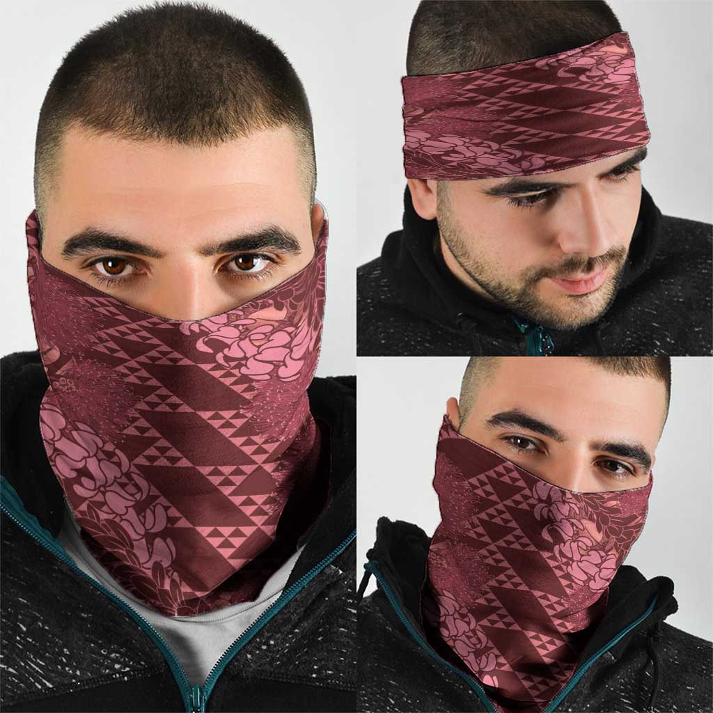 Maroon Aloha Hawaii Neck Gaiter Hawaiian Kakau Ohia Lehua Lei LT14
