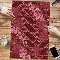 Maroon Aloha Hawaii Puzzle Hawaiian Kakau Ohia Lehua Lei LT14 Maroon - Polynesian Pride
